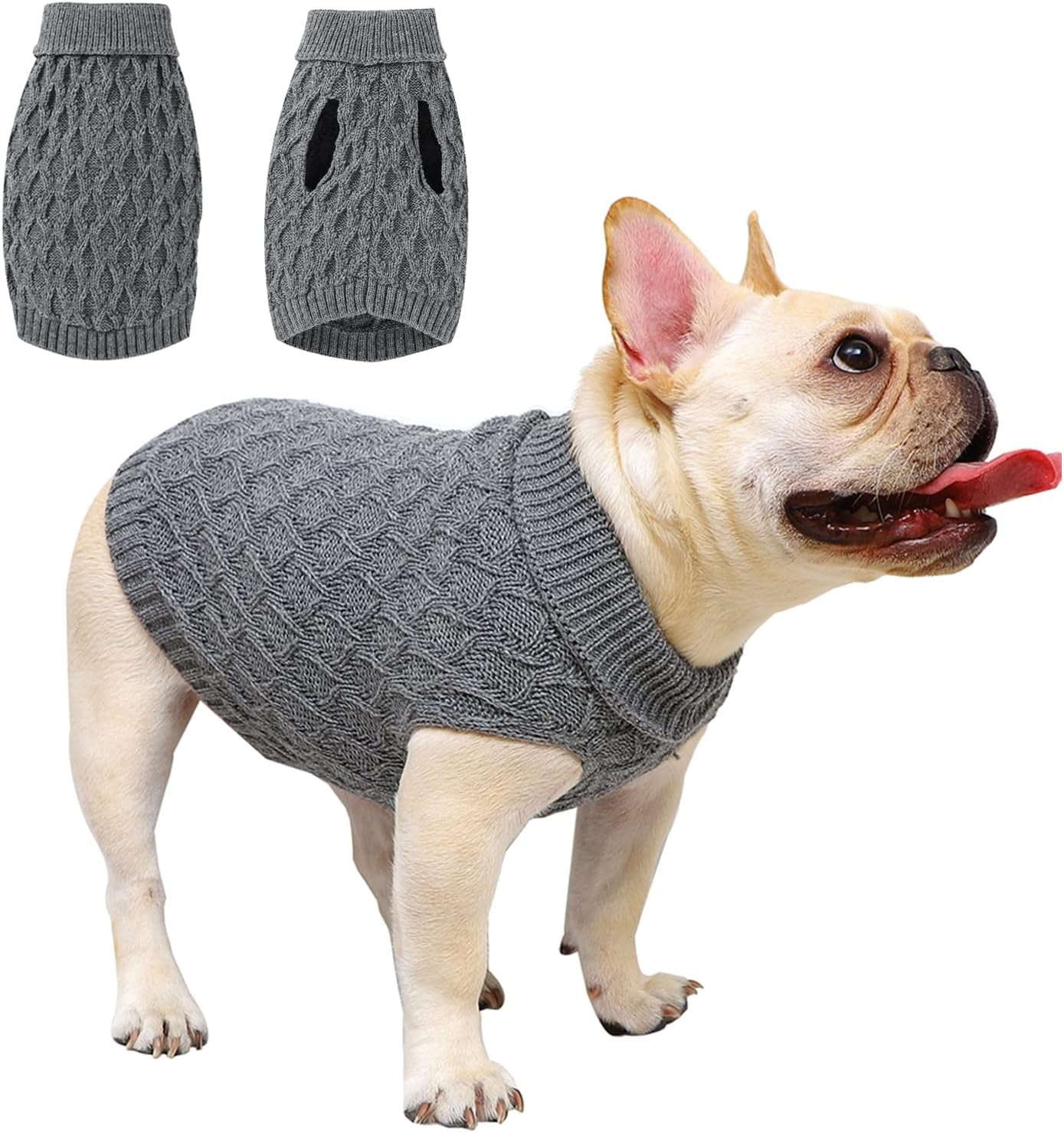 Dog Sweater Turtleneck Classic Pet Knitted Sweaters Warm Cute Puppy Sweatshirt Pullover Winter Dog Clothes Sweater Apparel for Indoor and Outdoor Use（Grey,M）