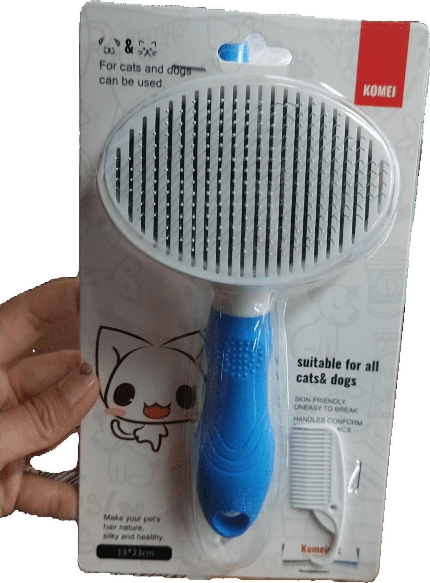 Dog & Cat Grooming Brush, Self Cleaning Slicker Brushes for Dogs Cats Pet Grooming Brush Tool Gently Removes Loose Undercoat, Mats Tangled Hair Slicker Brush for Pet with Flea Comb