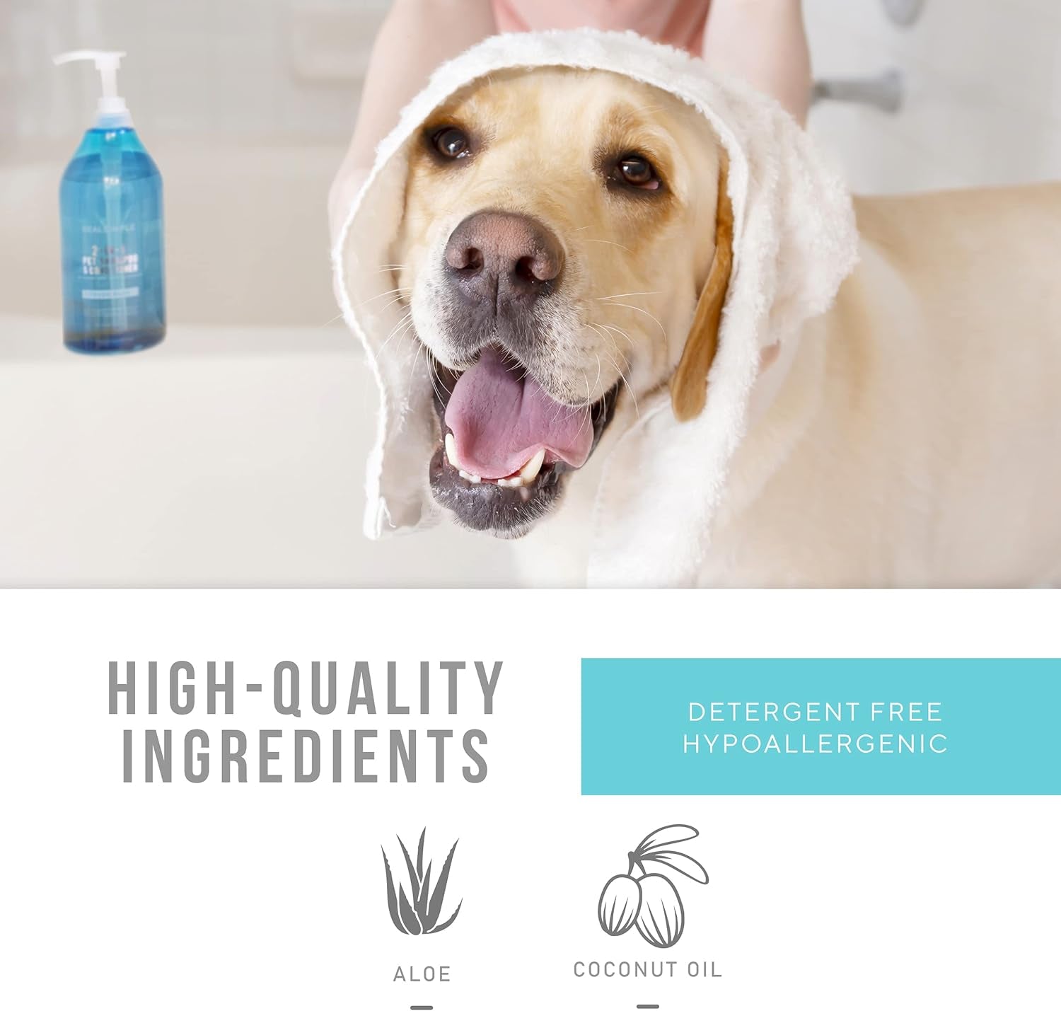 2-In-1 All Natural Dog Shampoo and Conditioner – Paraben-Free and Organic Hypoallergenic Dog Shampoo for Smelly Dogs – No Detergent Pet Shampoo for Dogs & Cats – 32Oz Dog Wash – Fresh Aloe