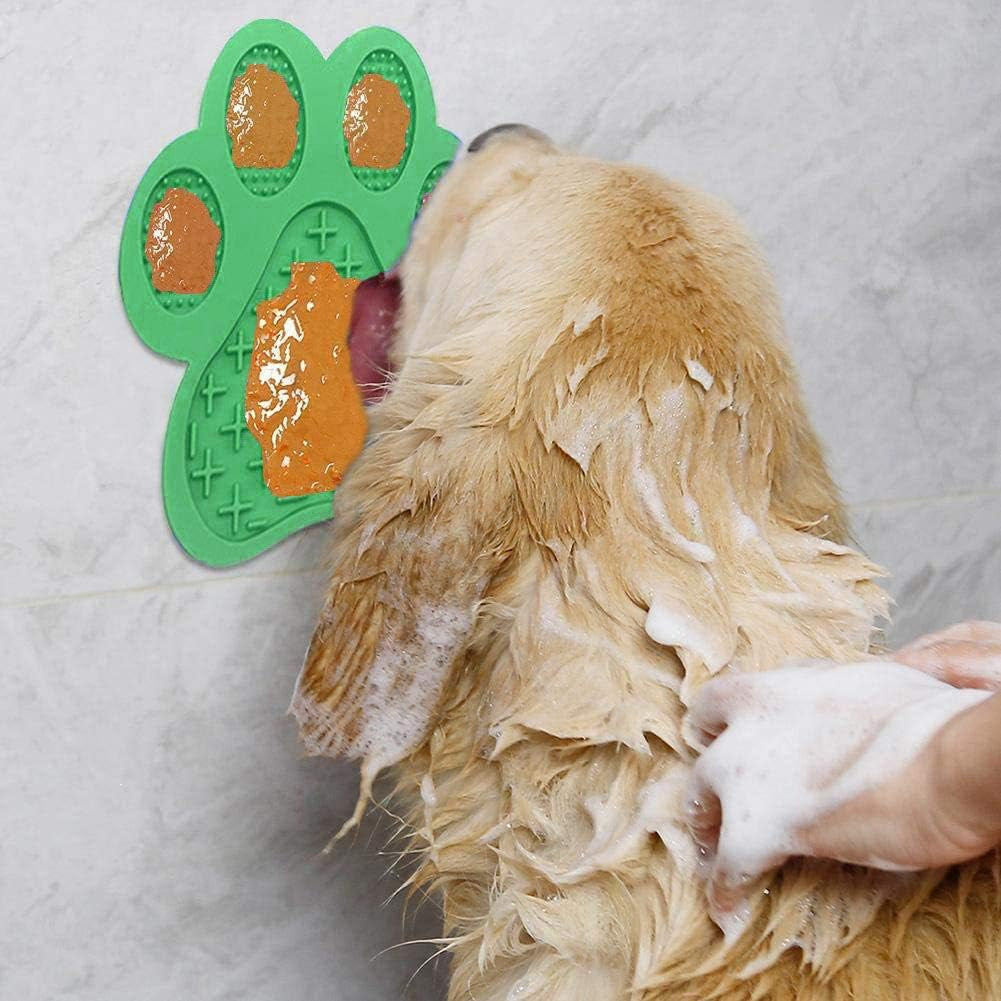 Dog Licking Mat for Anxiety Peanut Butter Slow Feeder Dog Bowls Dog Licking Pad with Strong Suction to Wall for Pet Bathing,Grooming,And Dog Training B08GPRF8SH (Green-Mat)