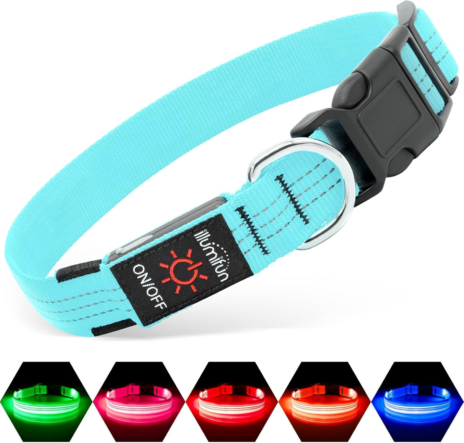 LED Dog Collar - USB Rechargeable Dog Light up Collar, Reflective Dog Collar Light for Your Dogs Glow in the Dark (Blueⅲ, Medium)