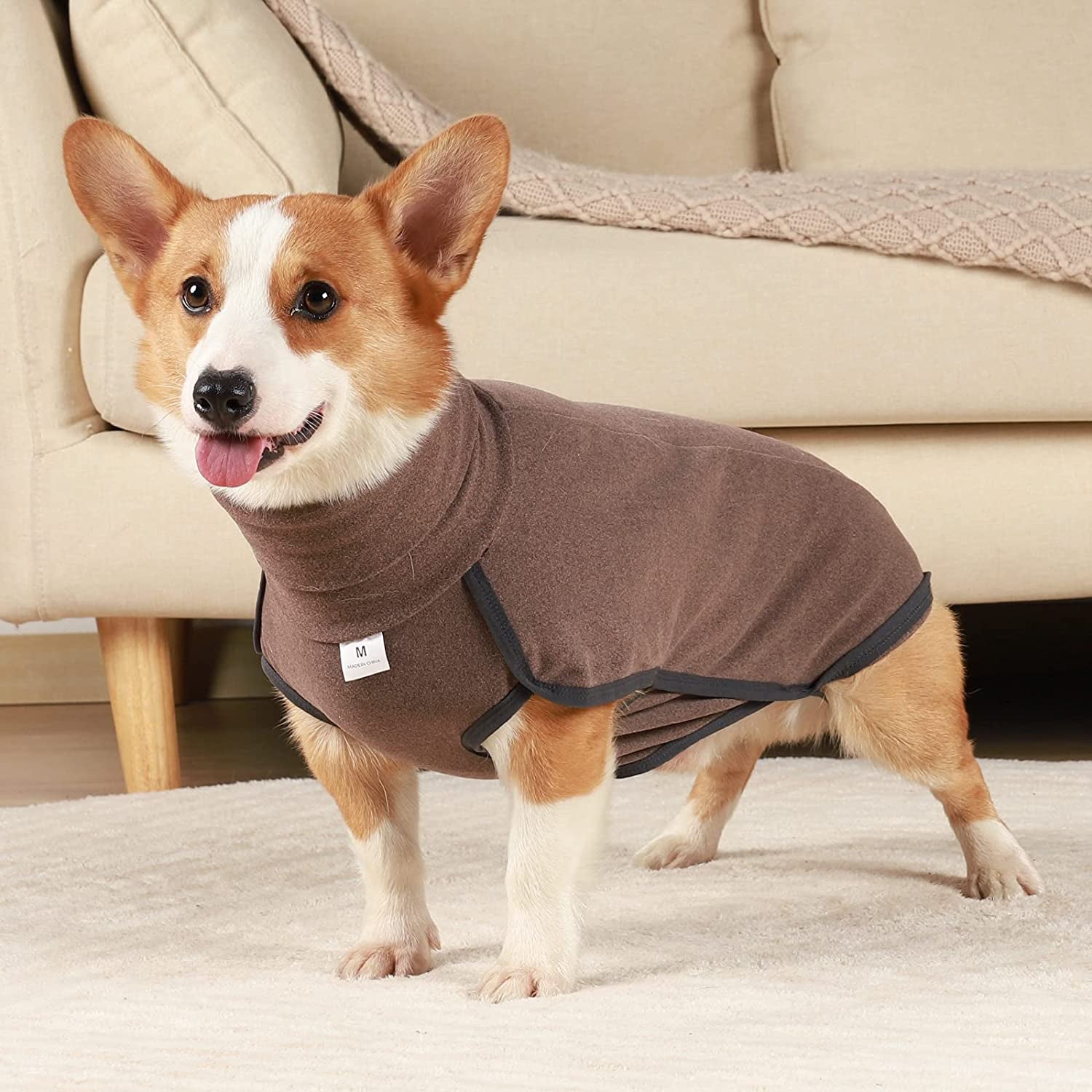 Dog Sweater Pullover Cold Weather Vest for Dogs Dog Sweatshirt Dog Jacket for Indoor and Outdoor Use (Small, Brown)