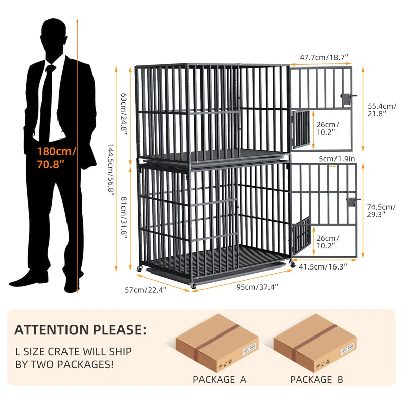 Stackable Heavy Duty Square Tube Dog Cage