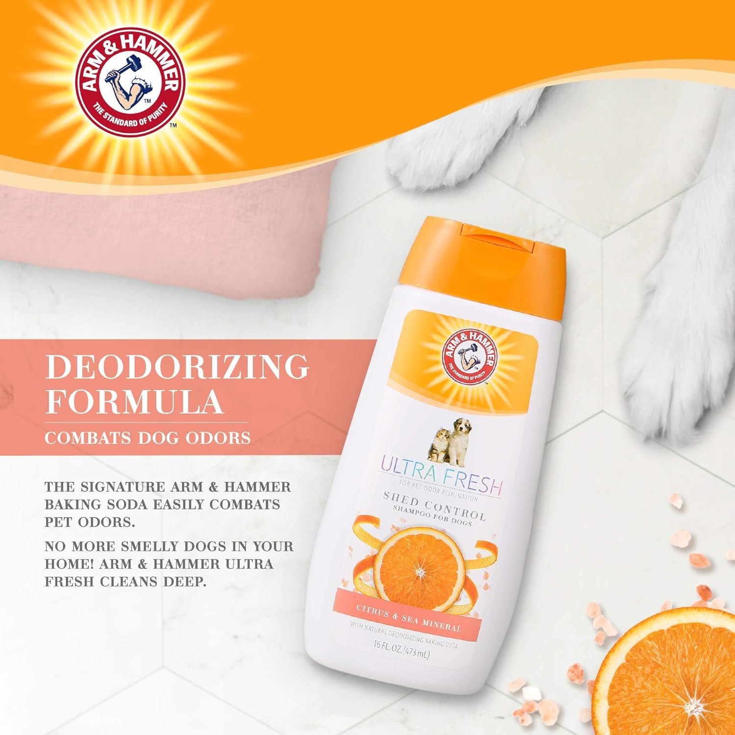 Dog Shampoo, Ultra Fresh Shed Control Dog Shampoo & Puppy Shampoo, 16Oz Baking Soda Pet Shampoo for Dogs Neutralizes Bad Odors | Deshedding Dog Shampoo, Shed Control Shampoo for Dogs