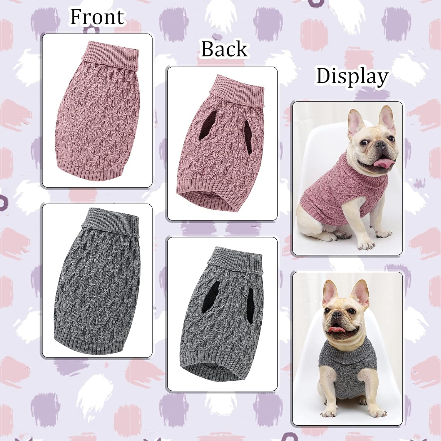 Dog Sweater Turtleneck Classic Pet Knitted Sweaters Warm Cute Puppy Sweatshirt Pullover Winter Dog Clothes Sweater Apparel for Indoor and Outdoor Use（Grey,M）