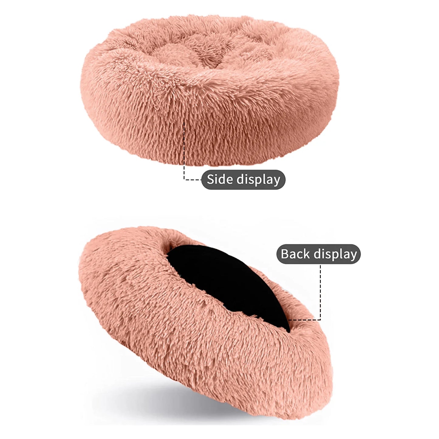 Calming Donut Dog Bed Anti-Anxiety, Self Warming, Cozy Soft Plush round Pet Bed, Ideal for Both Home & Travel, 30"L X 30"W X 8"H