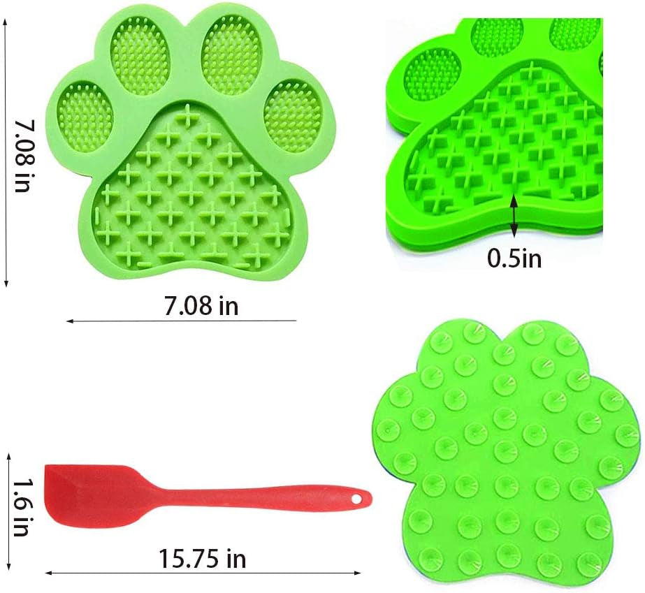 Dog Licking Mat for Anxiety Peanut Butter Slow Feeder Dog Bowls Dog Licking Pad with Strong Suction to Wall for Pet Bathing,Grooming,And Dog Training B08GPRF8SH (Green-Mat)