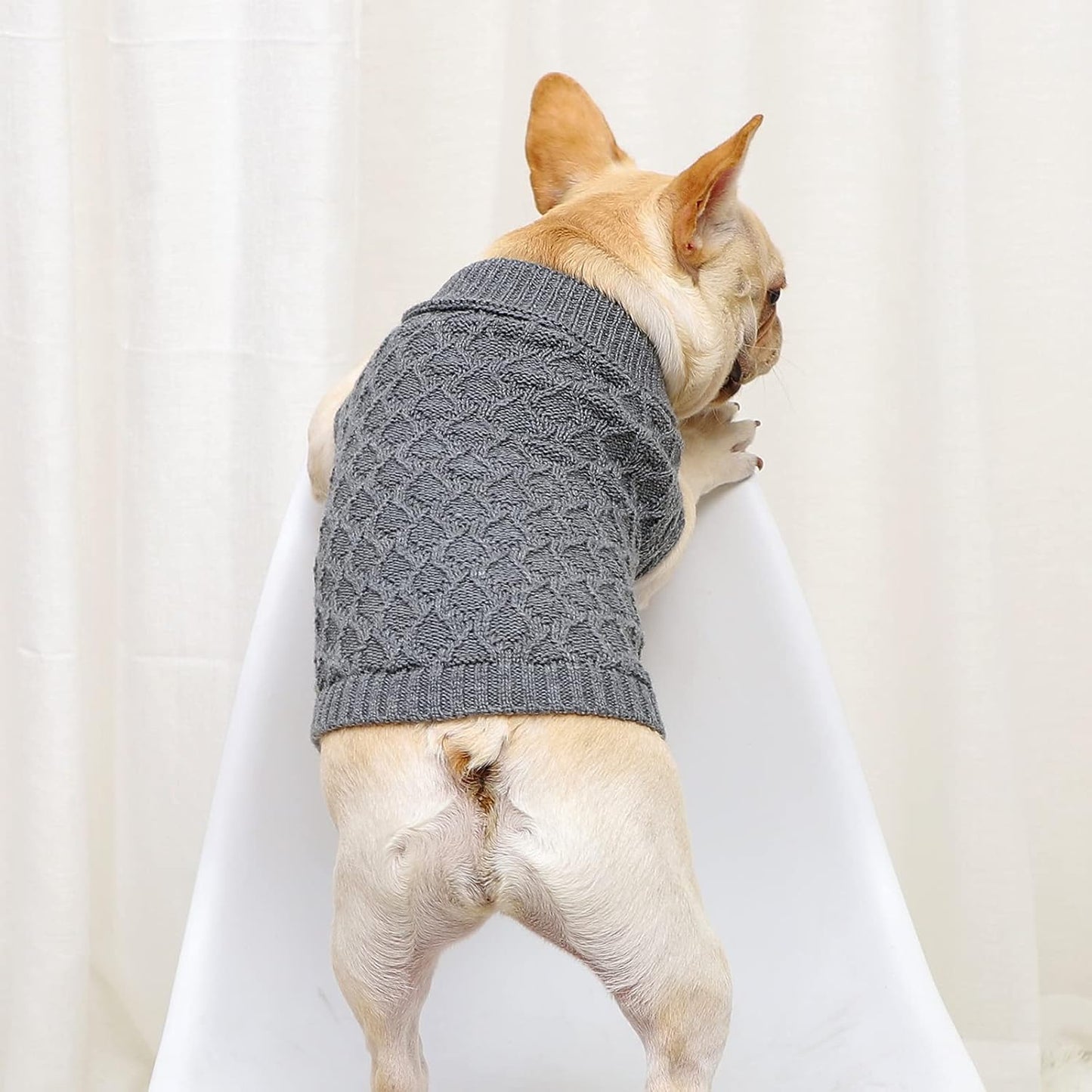 Dog Sweater Turtleneck Classic Pet Knitted Sweaters Warm Cute Puppy Sweatshirt Pullover Winter Dog Clothes Sweater Apparel for Indoor and Outdoor Use（Grey,M）