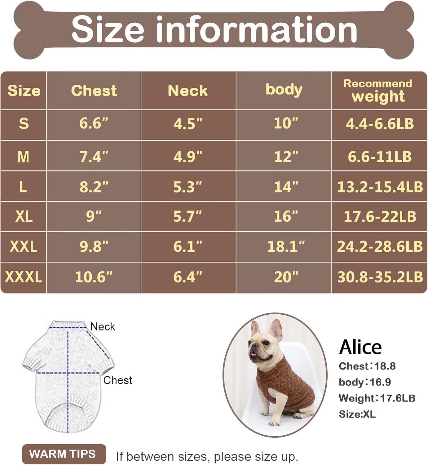 Dog Sweater Turtleneck Classic Pet Knitted Sweaters Warm Cute Puppy Sweatshirt Pullover Winter Dog Clothes Sweater Apparel for Indoor and Outdoor Use（Brown,Xl）