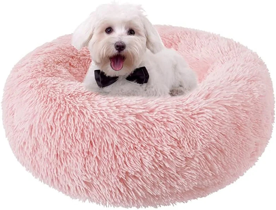 Calming Donut Dog Bed Anti-Anxiety, Self Warming, Cozy Soft Plush round Pet Bed, Ideal for Both Home & Travel, 30"L X 30"W X 8"H