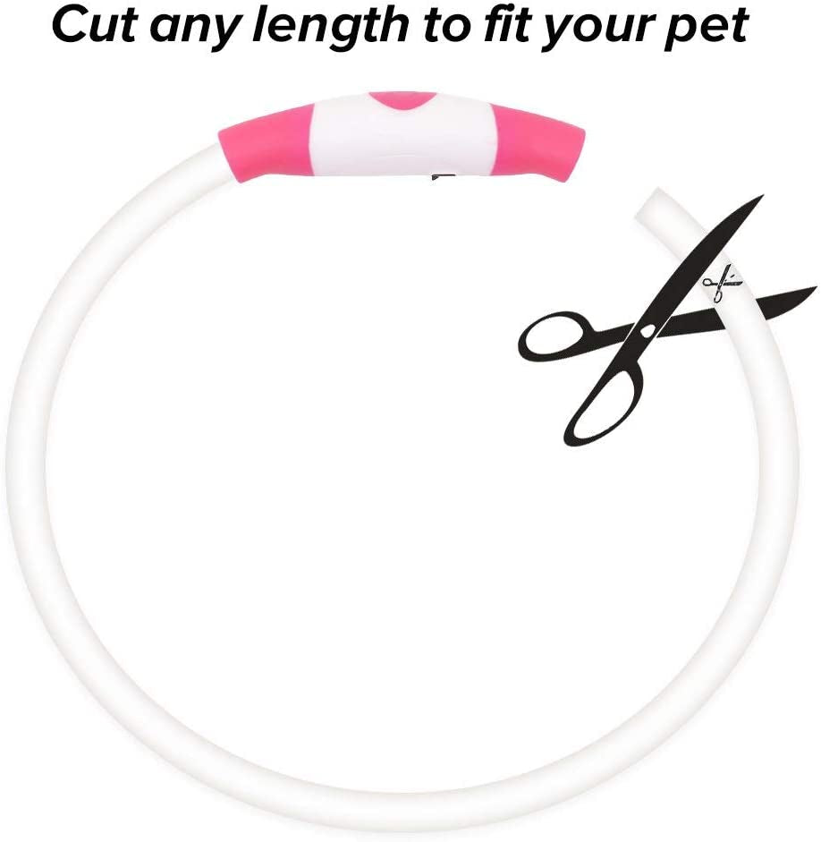 Light up Dog Collar -  Rechargeable LED Dog Collar, Glowing Puppy Collar, TPU Cuttable Dog Walking Lights for Small Medium Large Dogs (Pink)