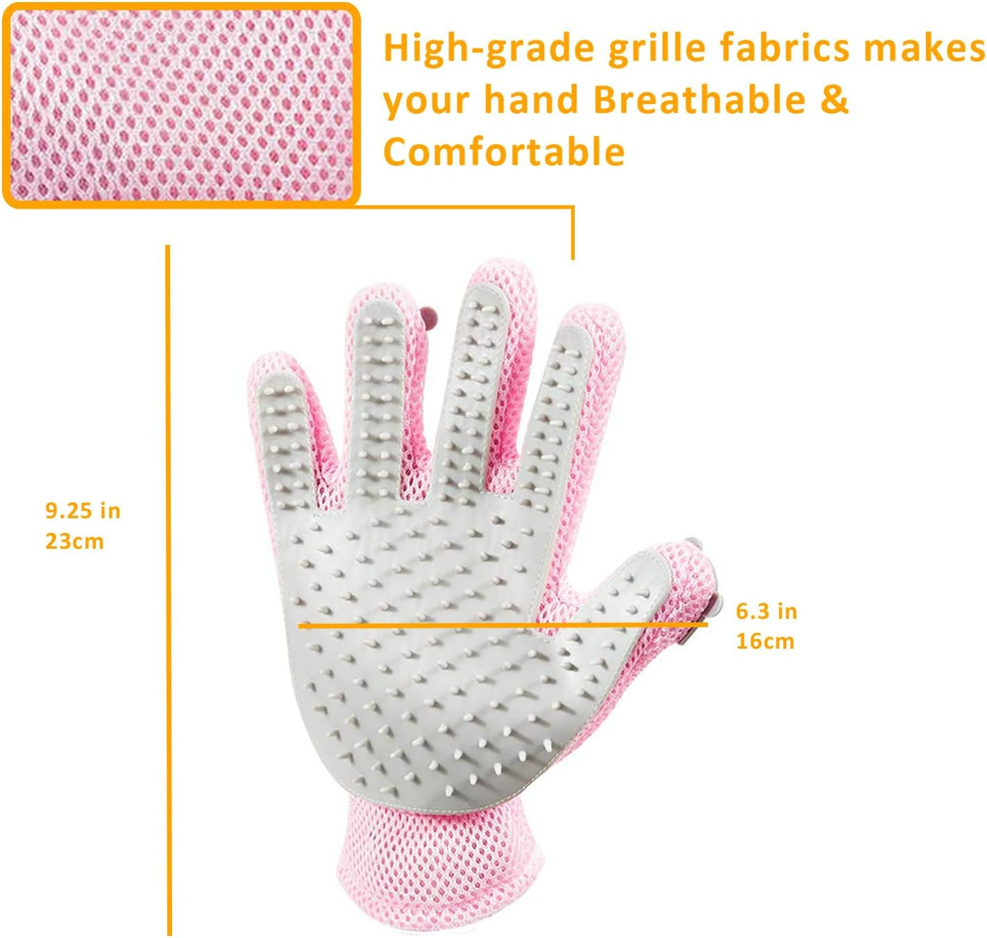 Pet Grooming Glove - Cat Dog Gentle Deshedding Brush Glove - Efficient Pet Hair Remover Massage Mitt - Enhanced Five Finger Design Perfect for Long Short Fur, Right Hand (Pink) Pet Bathing