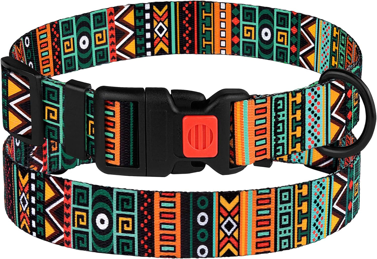 Tribal Dog Collar Aztec Pattern Adjustable Nylon Pet Collars for Small Medium Large Dogs Puppy (Pattern 1, Neck Fit 10"-13")