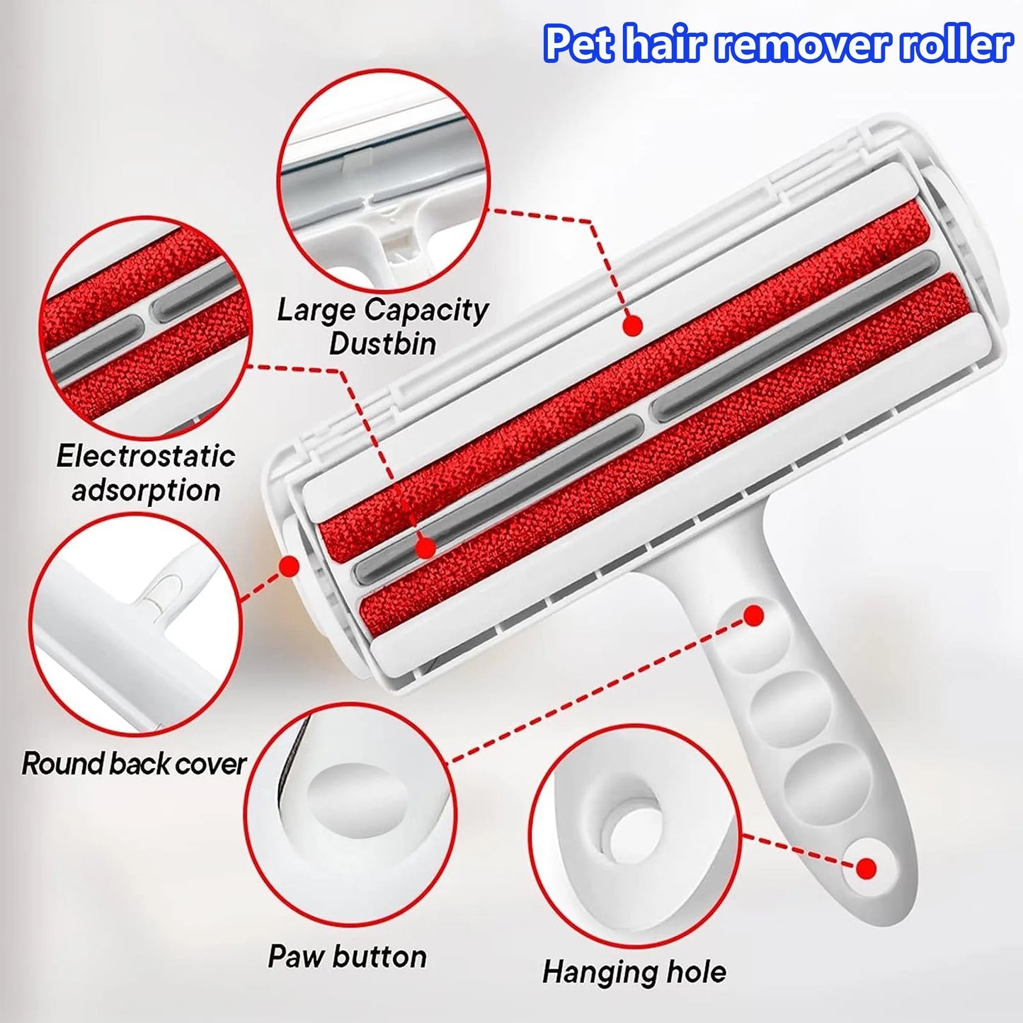 Lint Brush Roller, Reusable Cat and Dog Hair Remover for Furniture, Couch, Carpet, Car Seats and Bedding, Lint Roller for Pet Hair