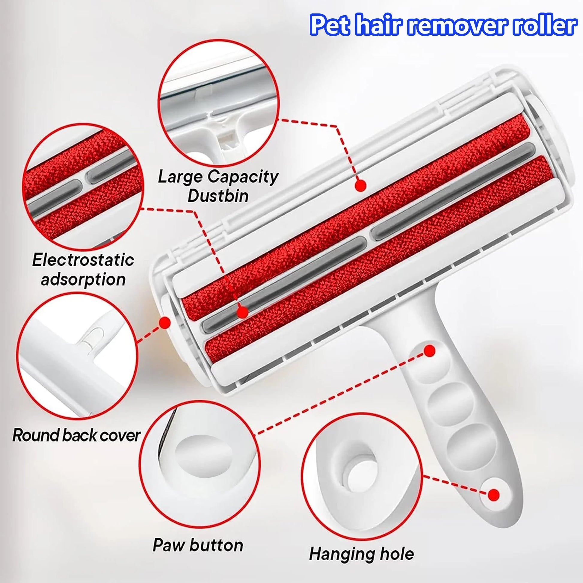 Lint Brush Roller, Reusable Cat and Dog Hair Remover for Furniture, Couch, Carpet, Car Seats and Bedding, Lint Roller for Pet Hair