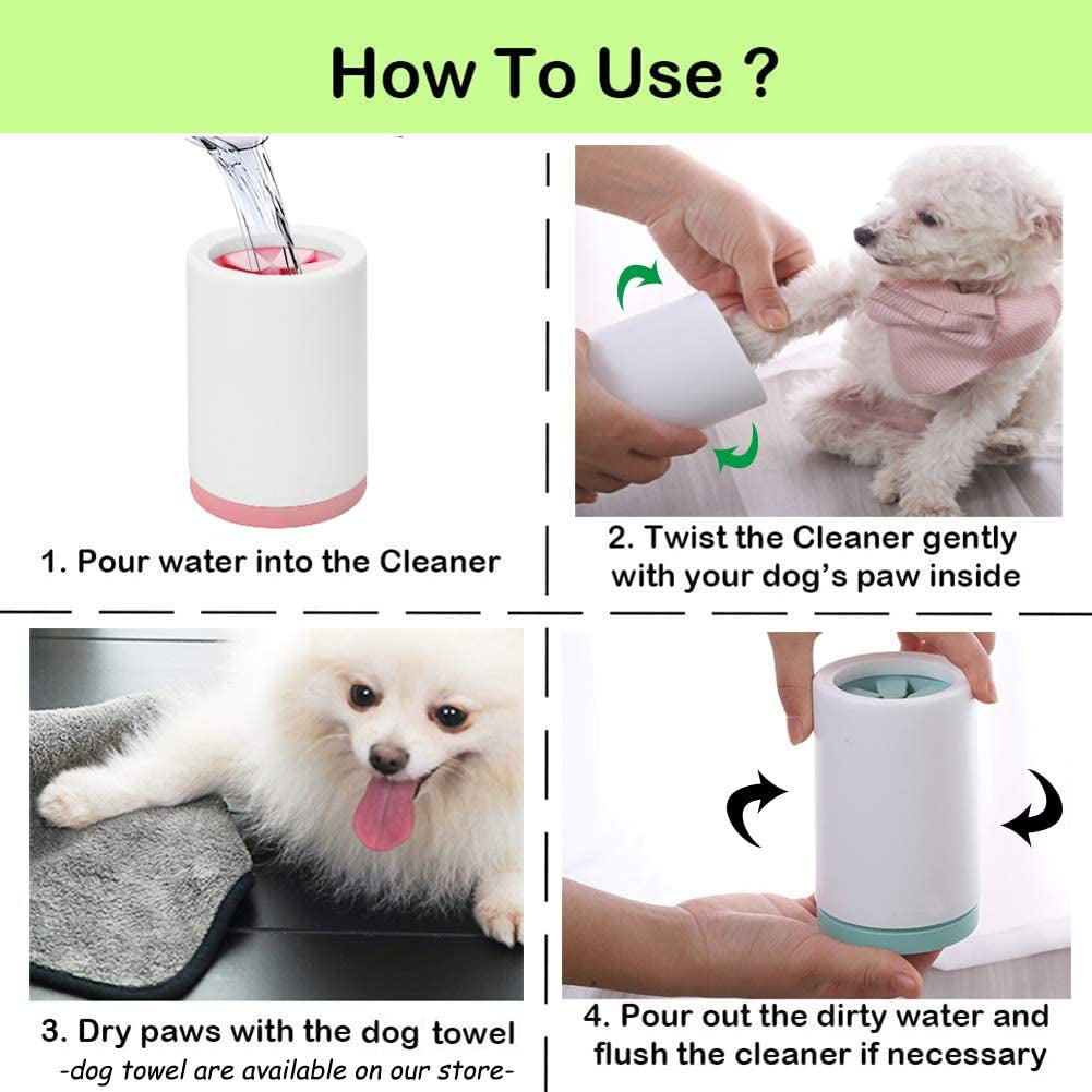 Portable Paw Washer Cup for Small/Medium Dogs and Cats - Muddy Foot Cleaner, Green