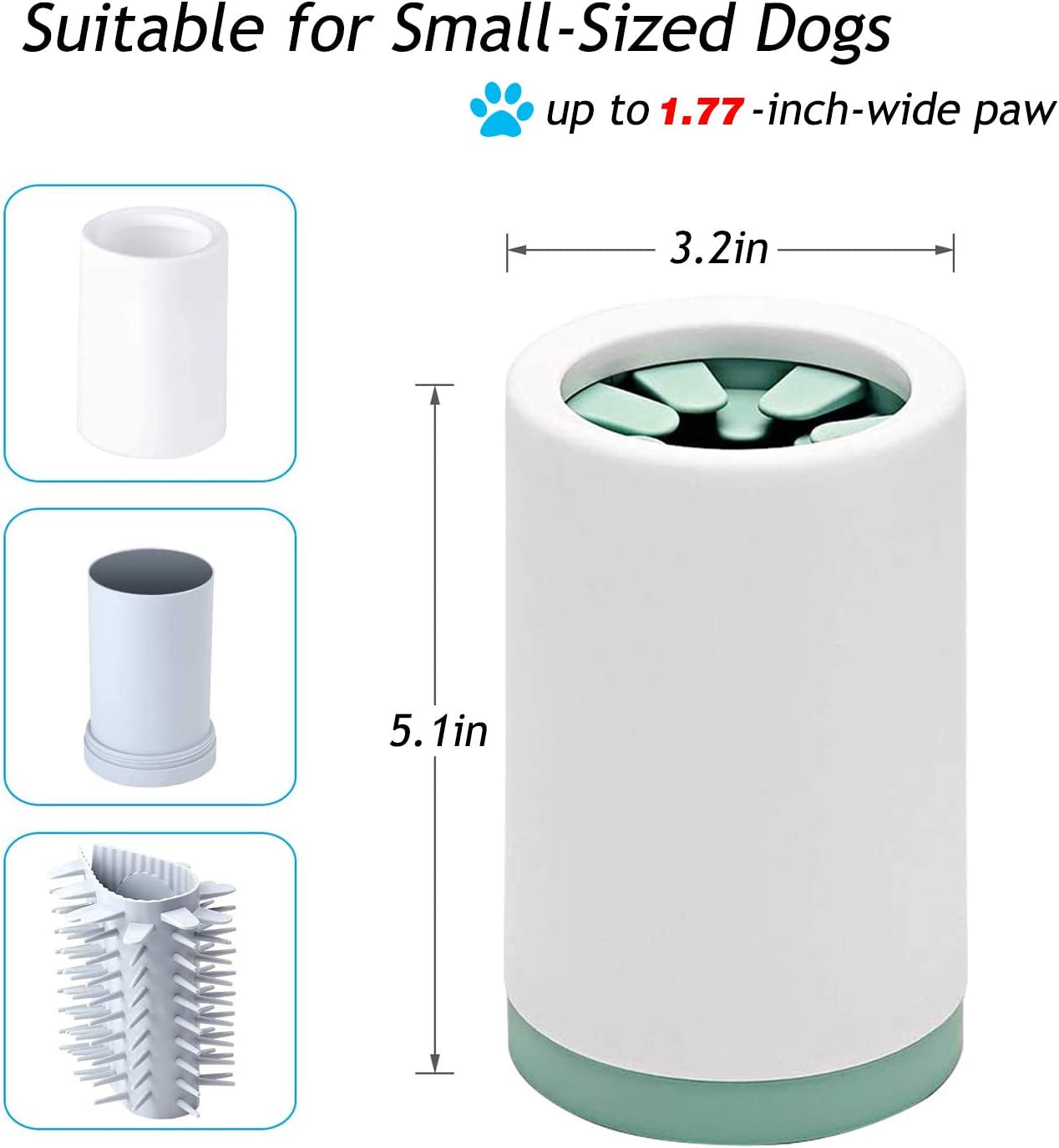 Portable Paw Washer Cup for Small/Medium Dogs and Cats - Muddy Foot Cleaner, Green