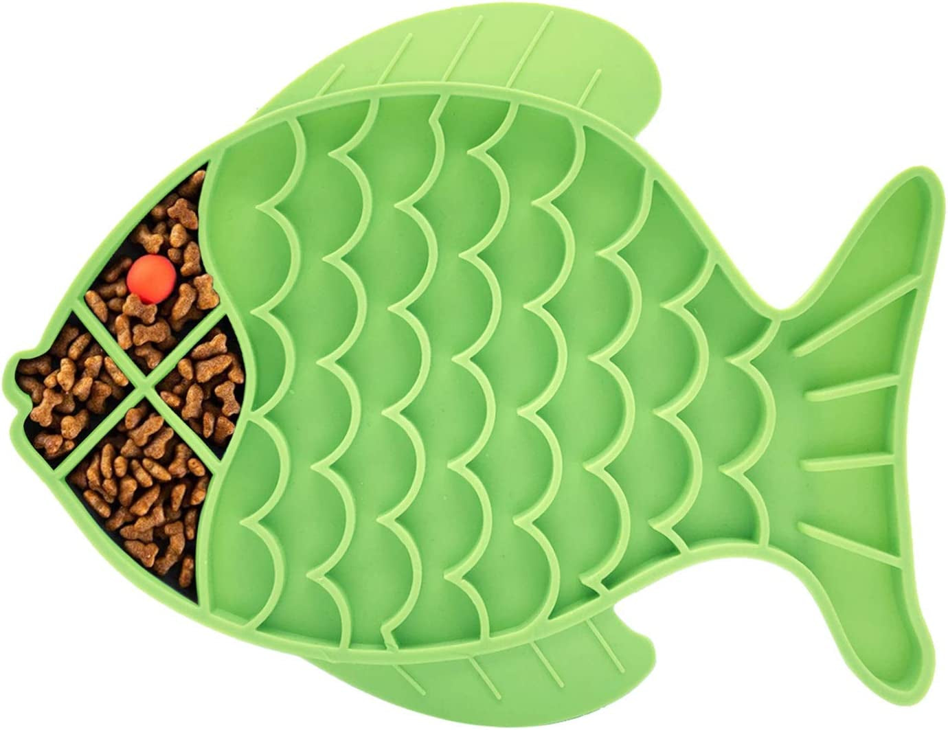 Cat Slow Feeder,2 Pack Fish-Shaped Cat Lick Treat Mat for Cats Dogs Anxiety Relief, Cat Puzzle Feeder Cat Bowl, Fun Alternative to Slow Feeder Cat Bowl (Blue and Green).