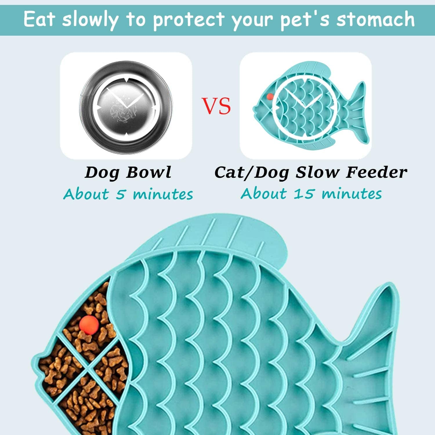 Cat Slow Feeder,2 Pack Fish-Shaped Cat Lick Treat Mat for Cats Dogs Anxiety Relief, Cat Puzzle Feeder Cat Bowl, Fun Alternative to Slow Feeder Cat Bowl (Blue and Green).