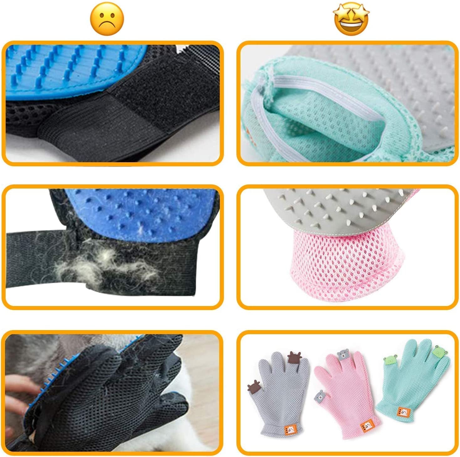 Pet Grooming Glove - Cat Dog Gentle Deshedding Brush Glove - Efficient Pet Hair Remover Massage Mitt - Enhanced Five Finger Design Perfect for Long Short Fur, Right Hand (Pink) Pet Bathing